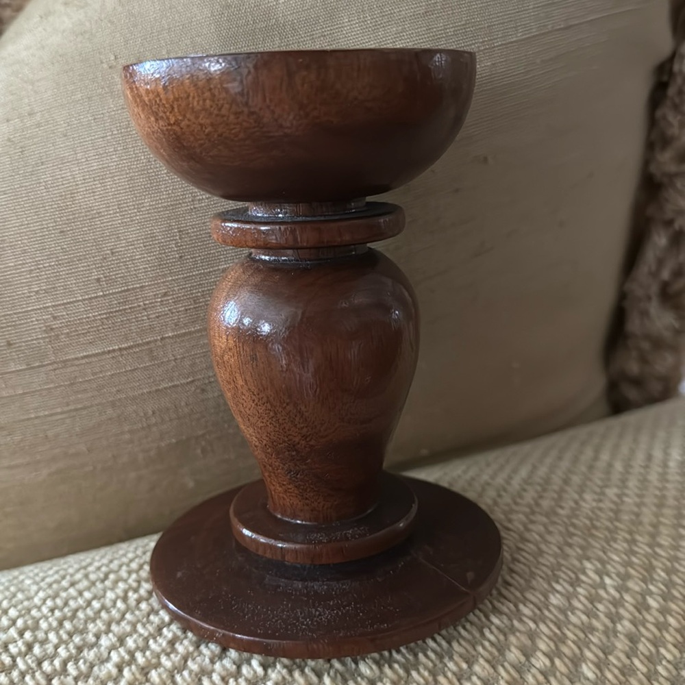 Vintage Carved Wood Candlestick